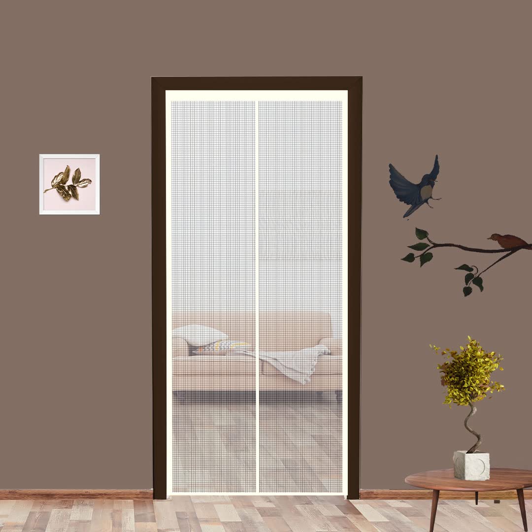 Classic Mosquito Net for Door Fiberglass Magnetic Curtain Auto Closing Insect Screen for All Door Types with Self Adhesive Hook Tape (220X90cms, White)