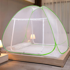 Evafly Mosquito Net for Double Bed | King Size Foldable Machardani | Polyester 30GSM Strong Net |PVC Coated Corrosion Resistant Steel Wire - Green