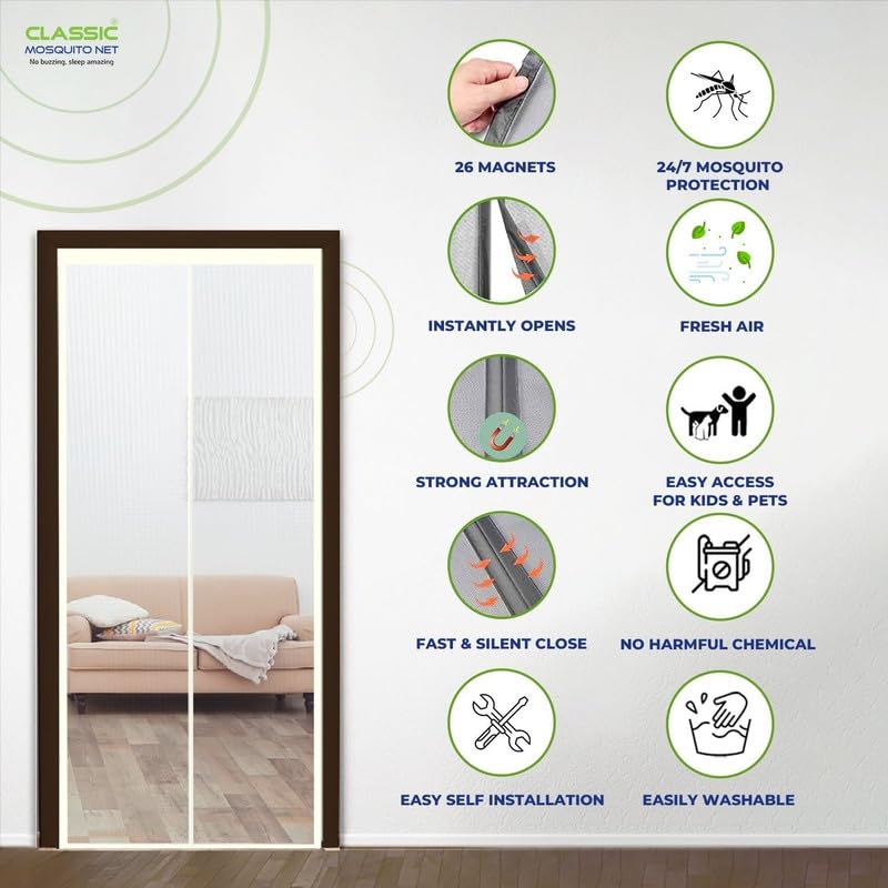 Classic Mosquito Net - White Fiberglass Curtain for Doors
