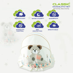 Classic Mosquito Net Teddy Bear Print - Infant Safety