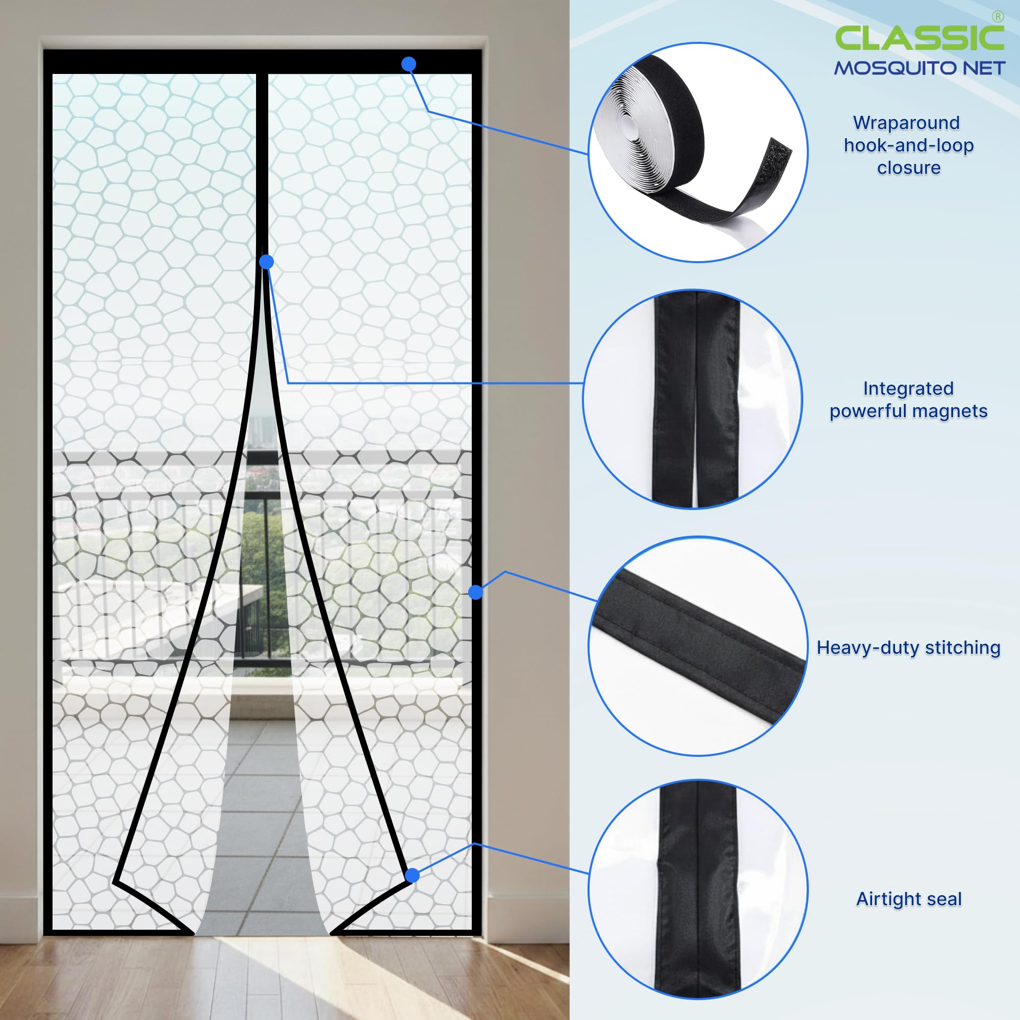 Classic Mosquito Net AC Door Curtain - Thermal insulation solution