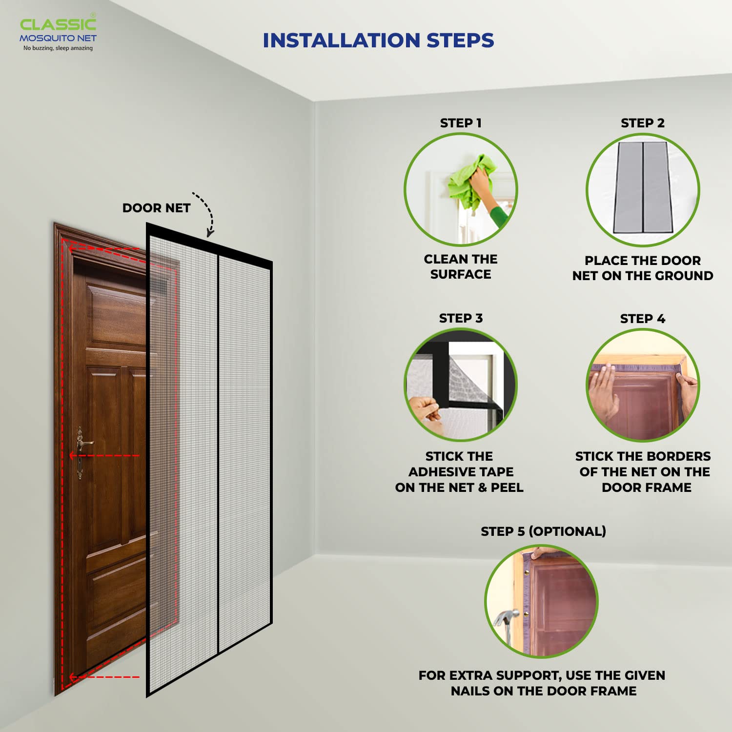 Classic Mosquito Net for Door - pet-friendly magnetic closure