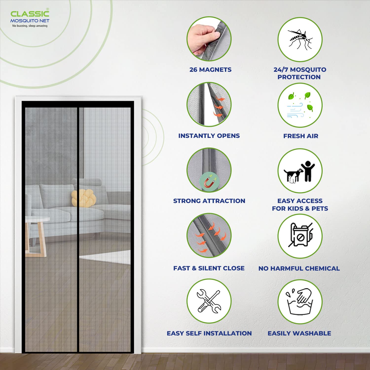Classic Mosquito Net - Easy installation for doorways