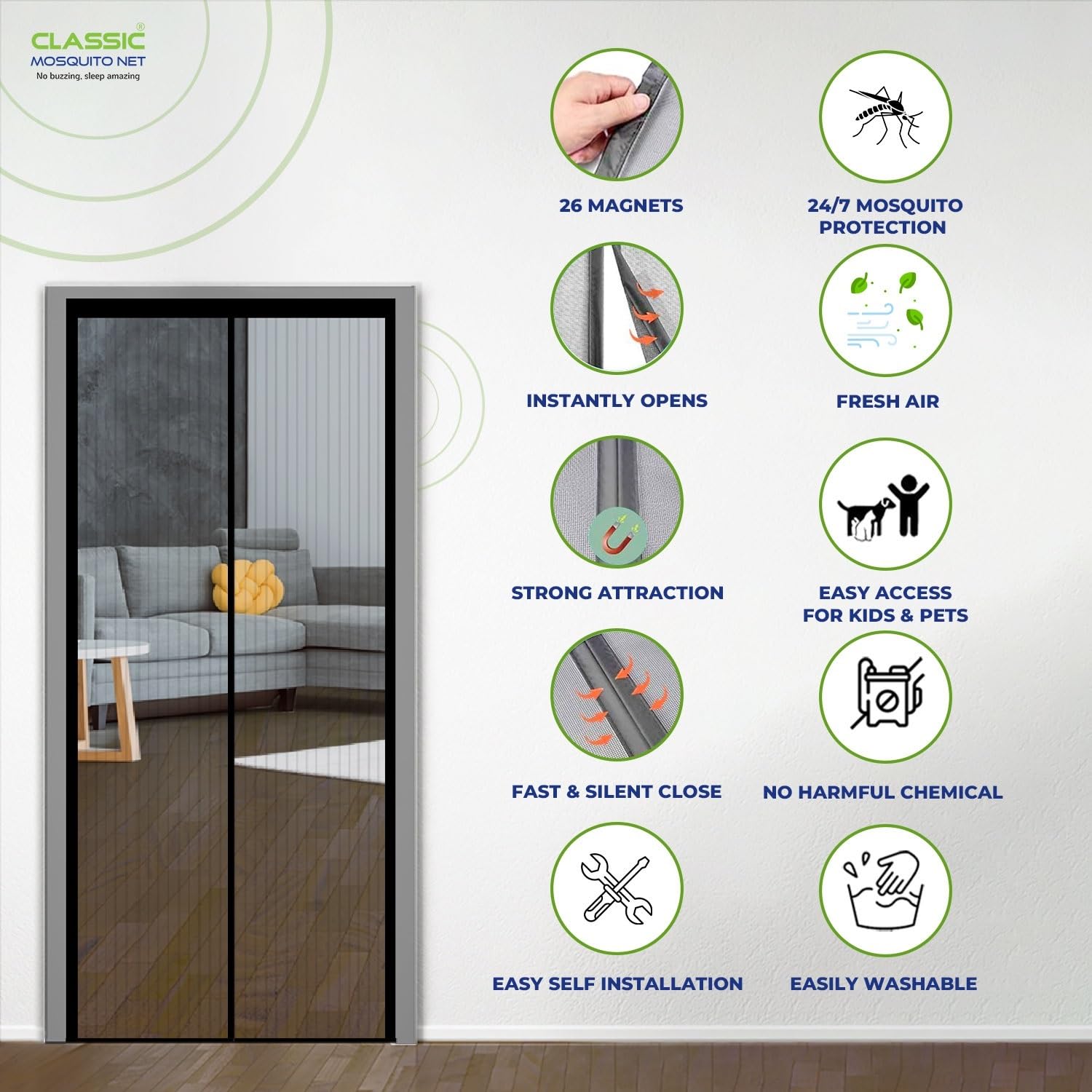 Classic Mosquito Net - Pet Friendly Insect Screen for Homes