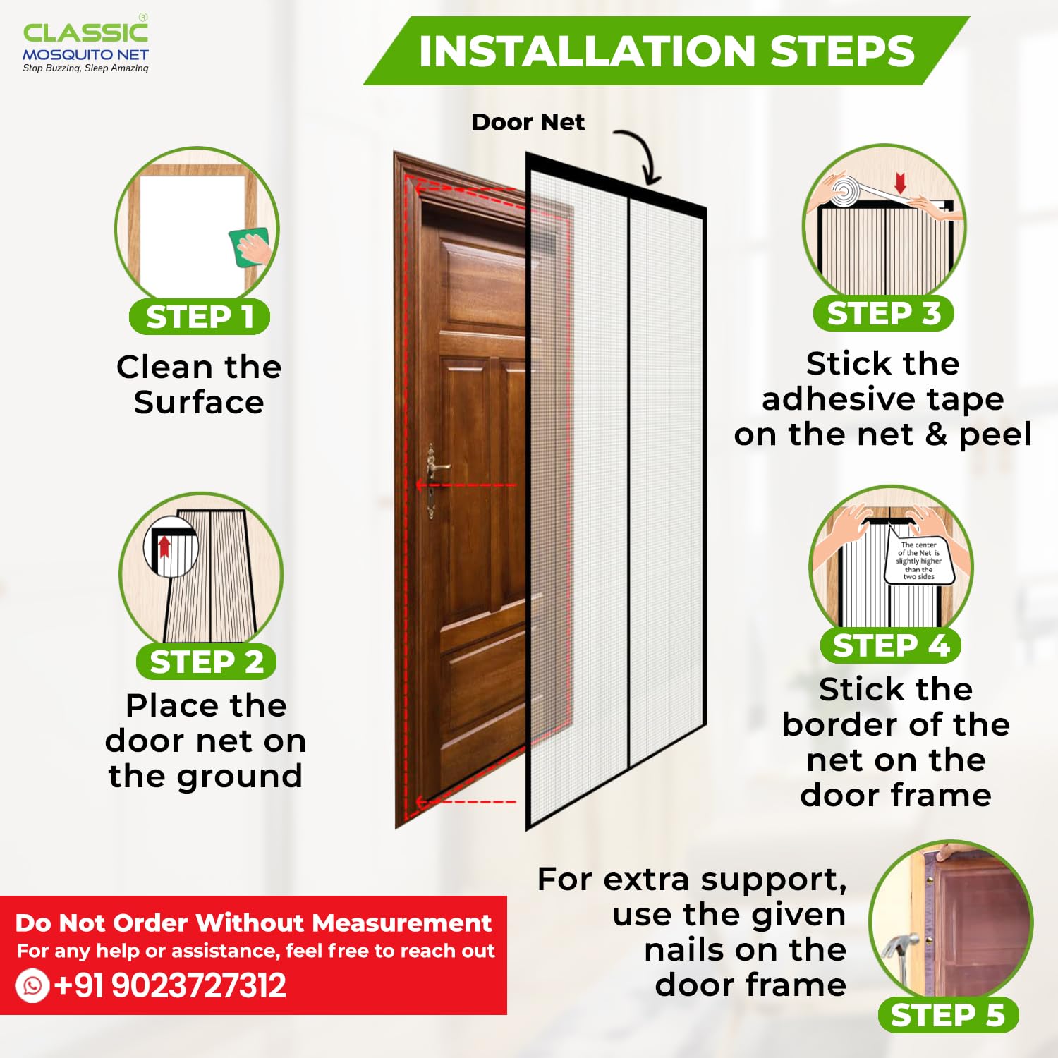 Classic Mosquito Net - Self-Closing Magnetic Door Net for Patios