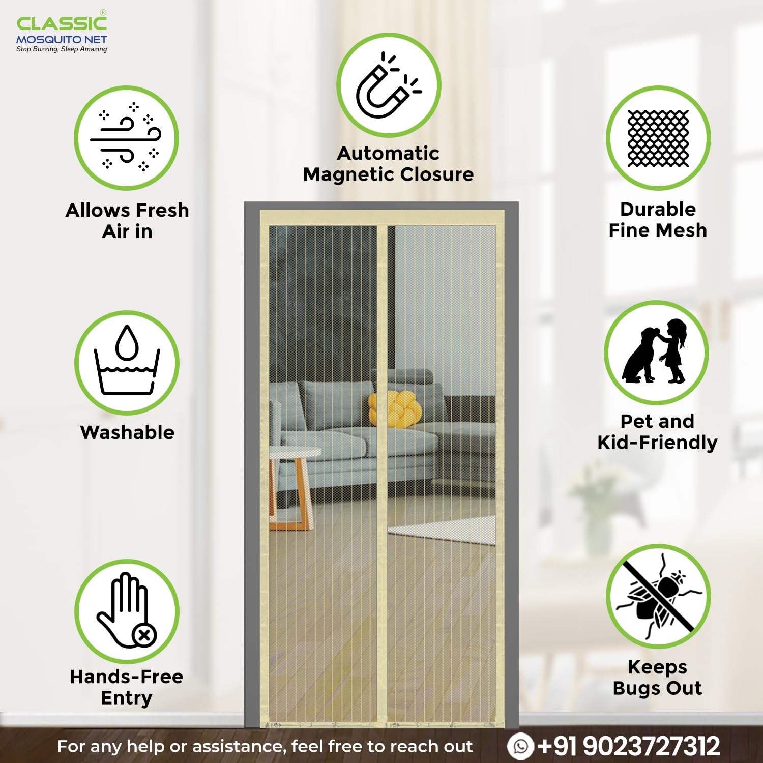 Classic Mosquito Net - Protective Insect Screen for Indoor Doors