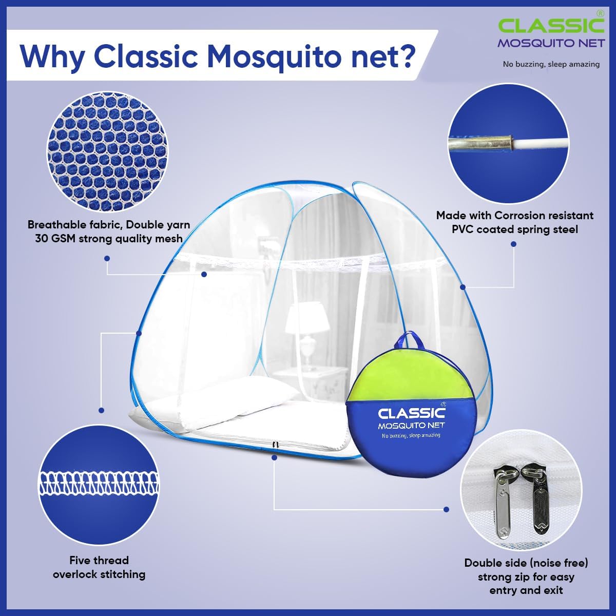 Polyester Classic Mosquito Net - For a bug-free sleep