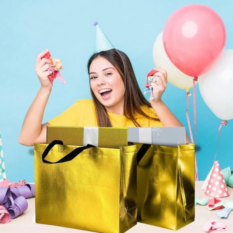 Classic Mosquito Net shiny metallic laminated gift bags - birthday presents