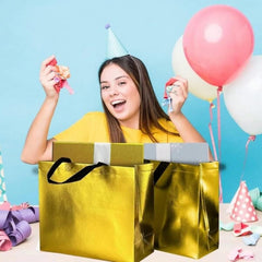 Classic Mosquito Net shiny metallic laminated gift bags - birthday presents