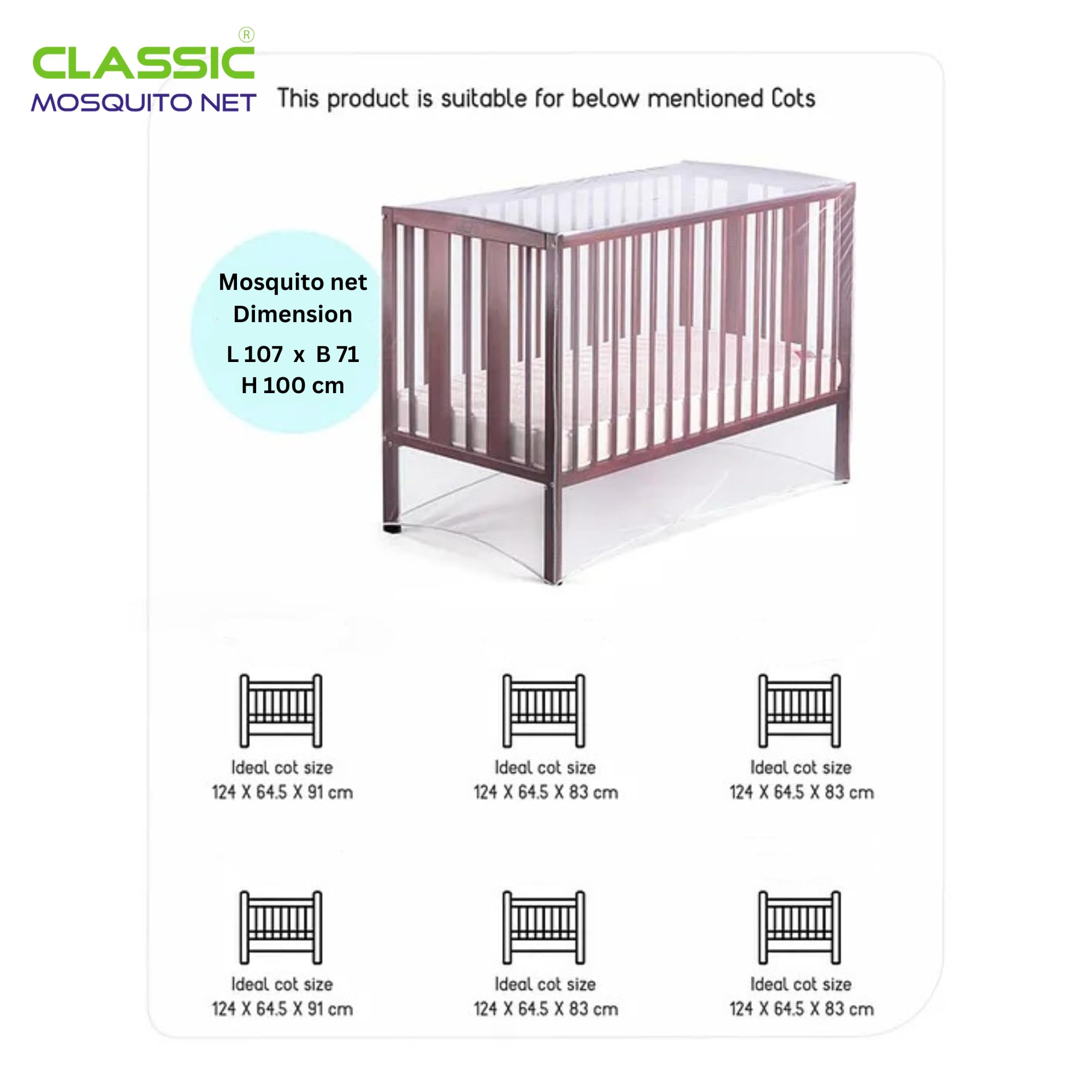 Classic Mosquito Net - Easy installation for nursery use