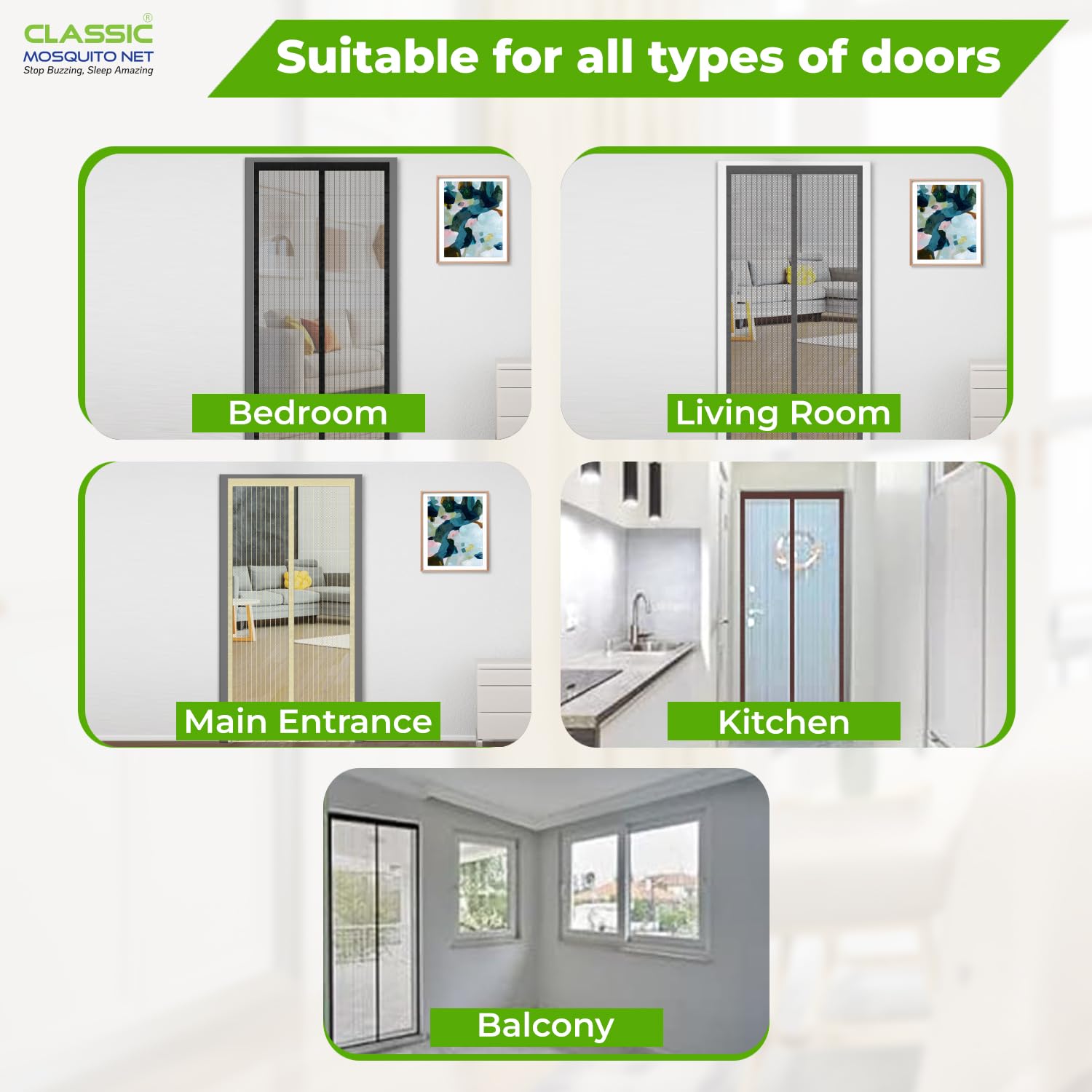 Classic Mosquito Net - Easy Install Mosquito Net for Door Entries