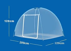 Evafly Mosquito Net for Single Bed Foldable Machardani Polyester Strong Net Flexible Fiberglass Rod Oval Shape - Blue.