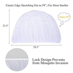 Classic Mosquito Net for Baby Stroller, Bassinets,Carriers, Pram,Carseats,Cradles for Baby Polyester - White