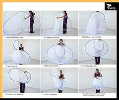 Evafly Mosquito Net for Double Bed | King Size Foldable Machardani | Polyester 30GSM Strong Net | PVC Coated Corrosion Resistant Steel Wire - Full Blue