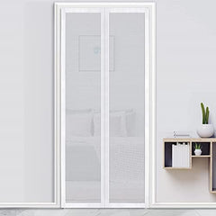 Classic Mosquito Net for Door Fiberglass Magnetic Curtain Auto Closing Insect Screen for All Door Types with Self Adhesive Hook Tape (190X80cms, White)