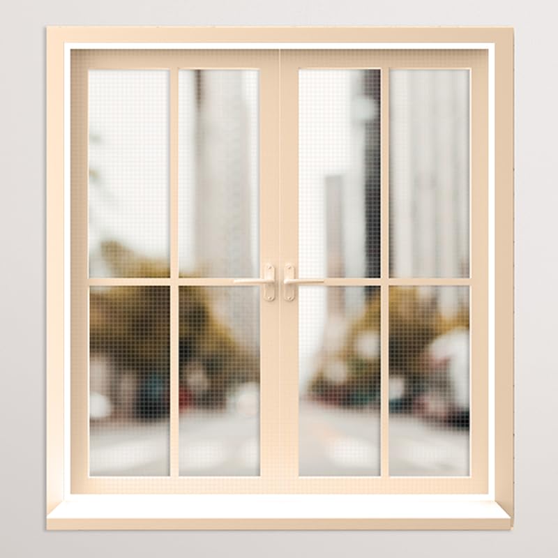 Classic Mosquito Net for Windows | Pre Stitched (Size-120X60 cms/3.93 * 1.96 Ft/47.2 * 23.6 Inches Color-Cream) | Premium 120GSM Fiberglass Net with Self Adhesive Hook Tape