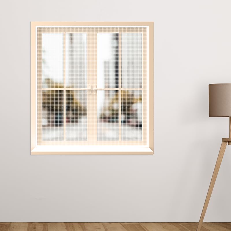 Classic Mosquito Net for Windows | Pre Stitched (Size-120X150 cms/3.93 * 4.92 Ft/47.2 * 59 Inches Color-Cream) | Premium 120GSM Fiberglass Net with Self Adhesive Hook Tape