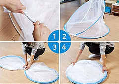 Evafly Mosquito Net for Single Bed Foldable Machardani Polyester Strong Net Flexible Fiberglass Rod Oval Shape - Blue.