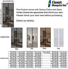 Classic Mosquito Net for Door Fiberglass Magnetic Curtain Auto Closing Insect Screen for All Door Types with Self Adhesive Hook Tape (220X120cms, White)
