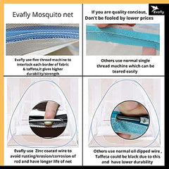 Evafly Mosquito Net for Double Bed | King Size Foldable Machardani | Polyester 30GSM Strong Net | PVC Coated Corrosion Resistant Steel Wire - Full Blue
