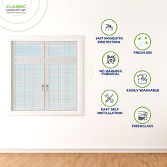Classic Mosquito Net for Windows | Pre Stitched (Size-120X150 cms/3.93 * 4.92 Ft/47.2 * 59 Inches Color-Cream) | Premium 120GSM Fiberglass Net with Self Adhesive Hook Tape