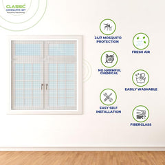 Mosquito Net for Windows Pre-Stitched (Size:130cmX150cm, Color: Cream) Premium 120GSM Strong Fiberglass Net with Self Adhesive Hook Tape