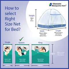 Classic Mosquito Net for Double Bed | Queen Size Foldable Machardani | Polyester 30GSM Strong Net | PVC Coated Corrosion Resistant Steel Wire - Red