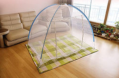 Evafly Mosquito Net for Single Bed Foldable Machardani Polyester Strong Net Flexible Fiberglass Rod Oval Shape - Blue.