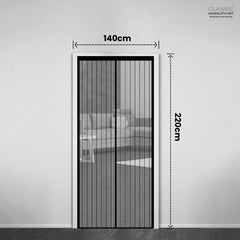 Classic Mosquito Net for Door Fiberglass Magnetic Curtain Auto Closing Insect Screen for All Door Types with Self Adhesive Hook Tape (220X140cms, Black)
