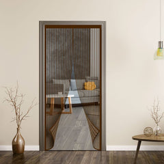 Classic Mosquito Net for Door Polyester Magnetic Curtain Auto Closing Insect Screen for All Door Types with Self Adhesive Hook Tape(190X100cm,Brown)