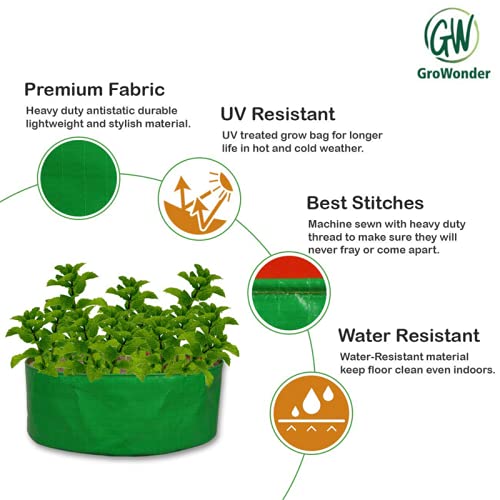 GroWonder Plant Grow Bags 15x15 inch, 230 GSM Strong, Terrace Gardening Vegetable Planting Pots, Plant Bags for Home Garden, Pack of 7