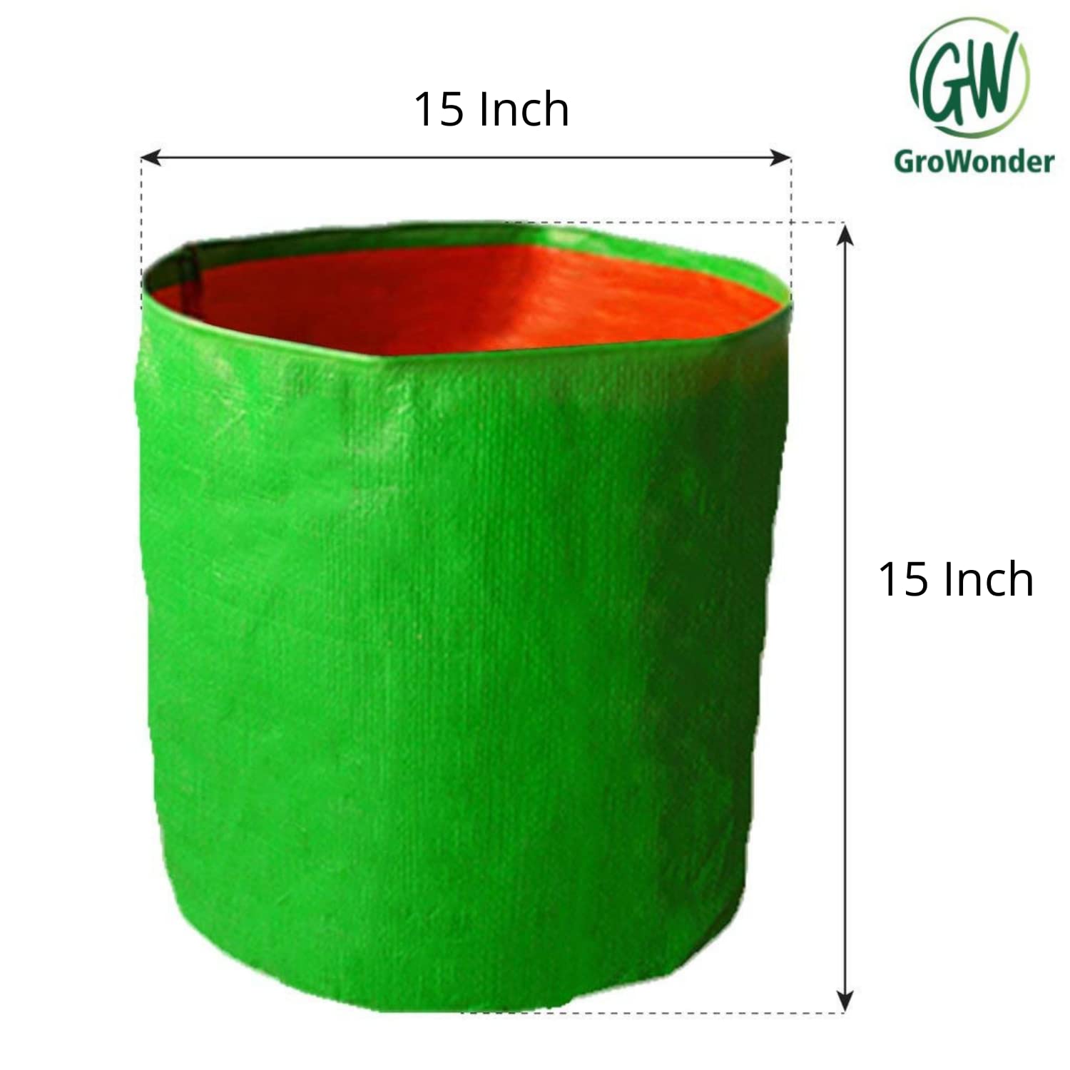 GroWonder Plant Grow Bags 15in x 15in, Terrace Gardening Vegetable Planting Pots, Woven Fabric Leafy Fruits Growing Containers- Pack of 10