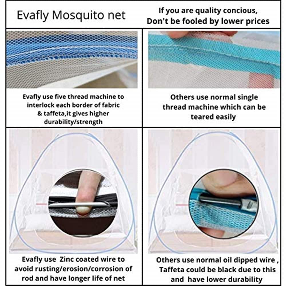 Evafly Mosquito Net for Single Bed | Foldable Machardani | Polyester Strong 30GSM mesh| PVC Coated Corrosion Resistant Steel Wire - Pink
