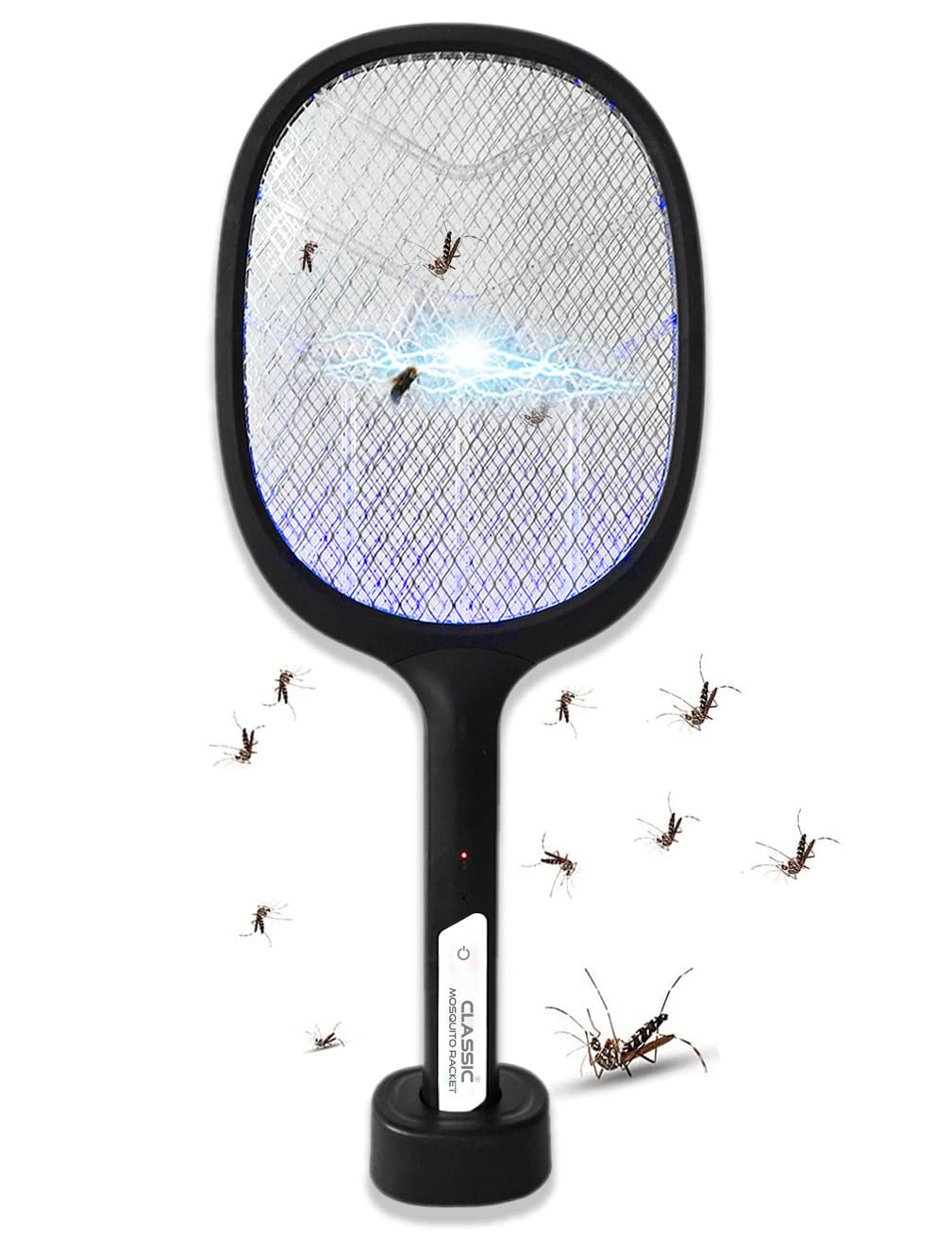 Classic Mosquito Racket With Rechargeable Insect Killer, Mosquito Bat With Led Lights, 1200Mah Lithium Ion Battery, Made In India (Black)