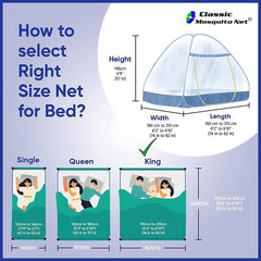 Classic Mosquito Net for King Size Double Bed | Foldable Machardani | Coated Corrosion Resistant Steel Wire - Orange