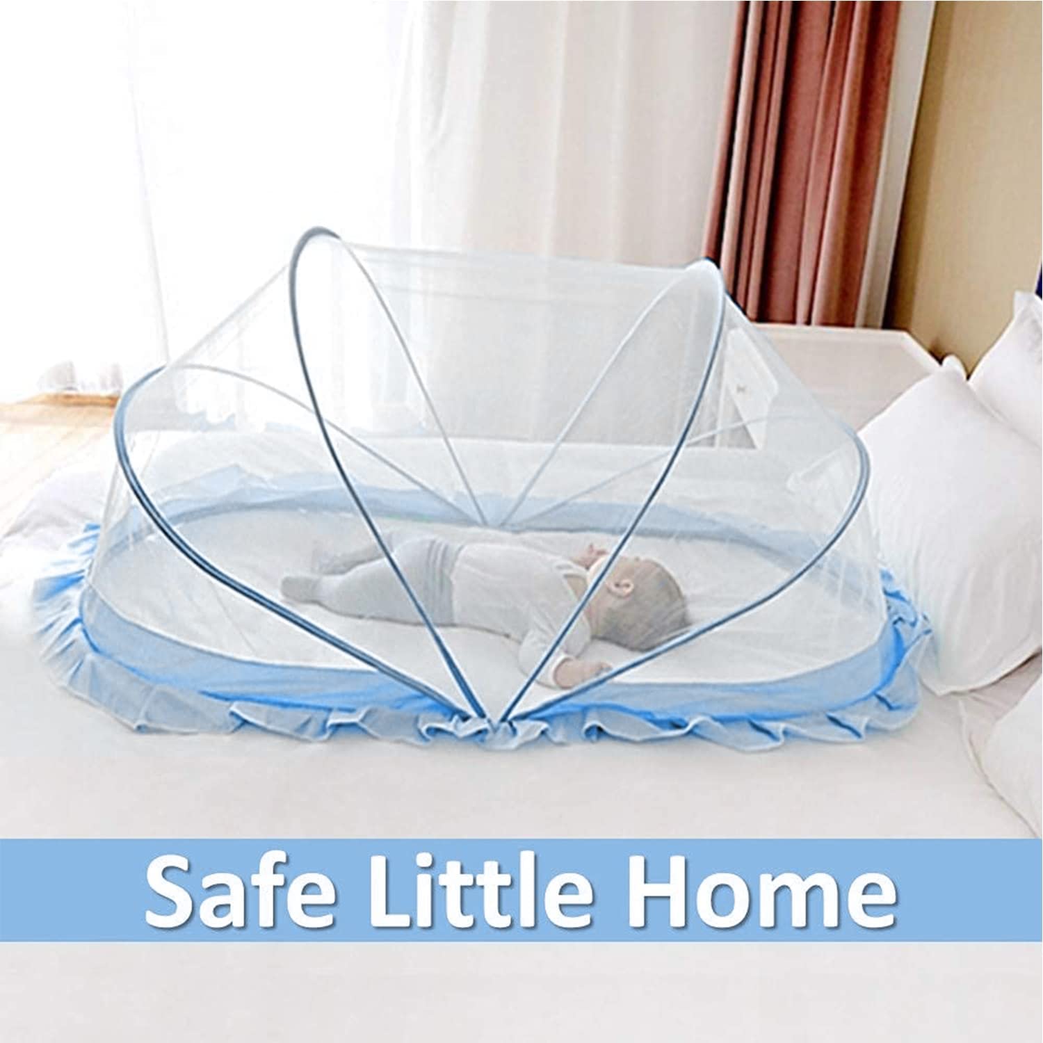 Classic Mosquito Net Baby Mosquito Net | Bottomless Net for Infants, for Safe & Easy Use | Ensures Your Baby's Safe Sleep |135cmX65cmX65cm (0 to 24 Months) - Blue