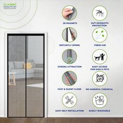 Classic Mosquito Net for Door Polyester Magnetic Curtain Auto Closing Insect Screen for All Door Types with Self Adhesive Hook Tape(210X105cm,Brown)