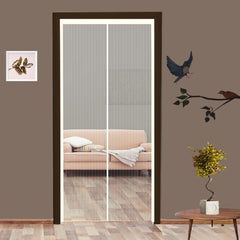 Classic Mosquito Net for Door Polyester Magnetic Curtain Auto Closing Insect Screen for All Door Types with Self Adhesive Hook Tape(200X130,Ivory)