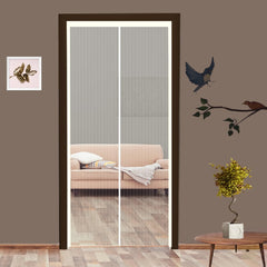 Classic Mosquito Net for Door Polyester Magnetic Curtain Auto Closing Insect Screen for All Door Types with Self Adhesive Hook Tape(210X110,Ivory)