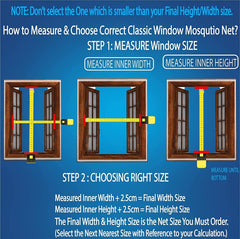 Classic Mosquito Net for Windows | Pre-Stitched (Size:90cmX110cm, Color: Grey) | Premium 120GSM Strong Fiberglass Net with Self Adhesive Hook Tape