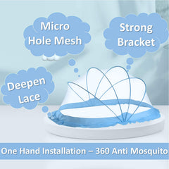 Classic Mosquito Net Baby Mosquito Net | Bottomless Net for Infants, for Safe & Easy Use | Ensures Your Baby's Safe Sleep |135cmX65cmX65cm (0 to 24 Months) - Blue