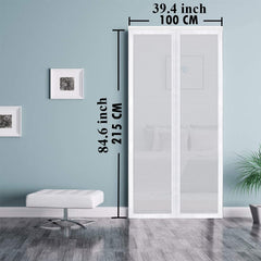 Classic Mosquito Net for Door Fiberglass Magnetic Curtain Auto Closing Insect Screen for All Door Types with Self Adhesive Hook Tape (215X100cms, White)