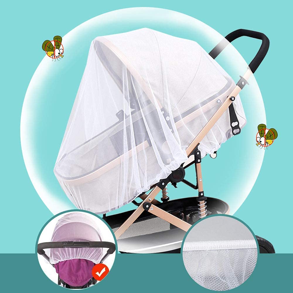 Classic Mosquito Net for Baby Stroller, Bassinets,Carriers, Pram,Carseats,Cradles for Baby Polyester - White