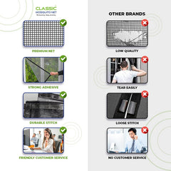 Classic Mosquito Net for Windows | Pre-Stitched (Size:100cmX120cm, Color: Grey) | Premium 120GSM Strong Fiberglass Net with Self Adhesive Hook Tape