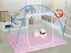 Evafly Mosquito Net for Single Bed Foldable Machardani Polyester Strong Net Flexible Fiberglass Rod Oval Shape - Blue.