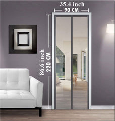 Classic Mosquito Net for Door Fiberglass Magnetic Curtain Auto Closing Insect Screen for All Door Types with Self Adhesive Hook Tape (220X90cms, Grey)