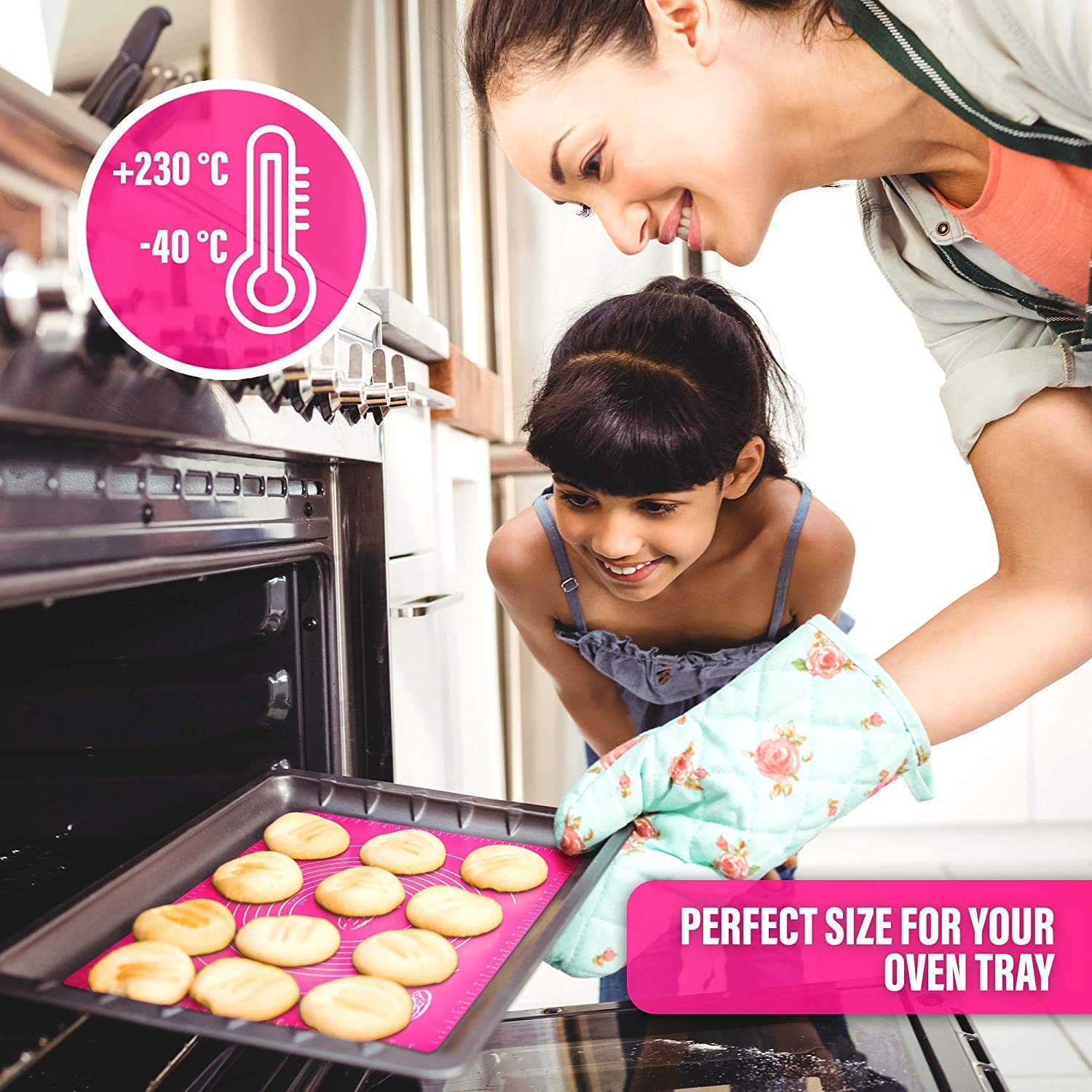 Alciono Baking Mat for Pastry, Non-Stick Pastry Mat Board Table Placemat Pad for Baking,Rolling Dough with Measurements, Reusable Heat-Resistant BPA Free - Pink, Size : 20 in X 16 in.