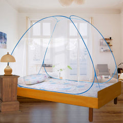 Antiliy Anti Mosquito Net for Single Bed, Strong net, High Durability, Foldable, Corrosion Resistant, Lightweight - Blue