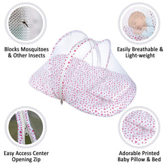 Classic Mosquito Net Foldable Baby Mosquito net Cradle for Baby mosuqito net for Baby 0-12 Months Safe & Easy Use (70 X 47 X 40 CM, Pink)