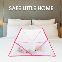 Classic Mosquito Net for Baby | Portable, Foldable, Bottomless for Infants| Easy to Use | Size 130 X 65 X 50 cms for Babies & Toddlers 0-24 Month - Pink